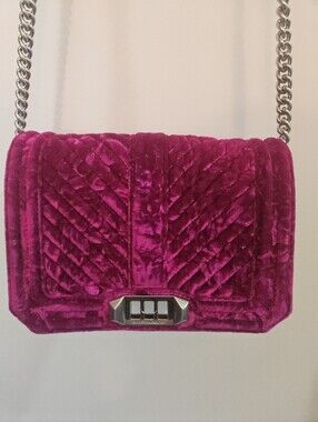 Rebecca Minkoff Velvet Cheveron Crossbody Bag in Fuchsia Bright